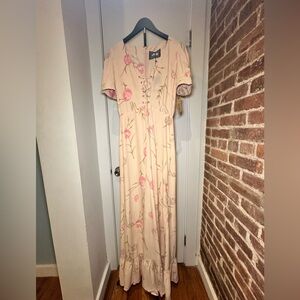 NWT Reformation Pink Floral Lace-Up Maxi Dress 🌸